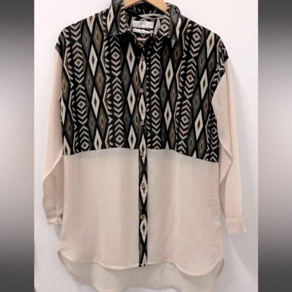 STUSSY Henneysee 90s Print Button Down Collared Long Sleeve Shirt